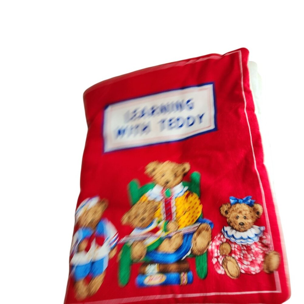 Learning With Teddy Fabric Book - Children's Quiet Book